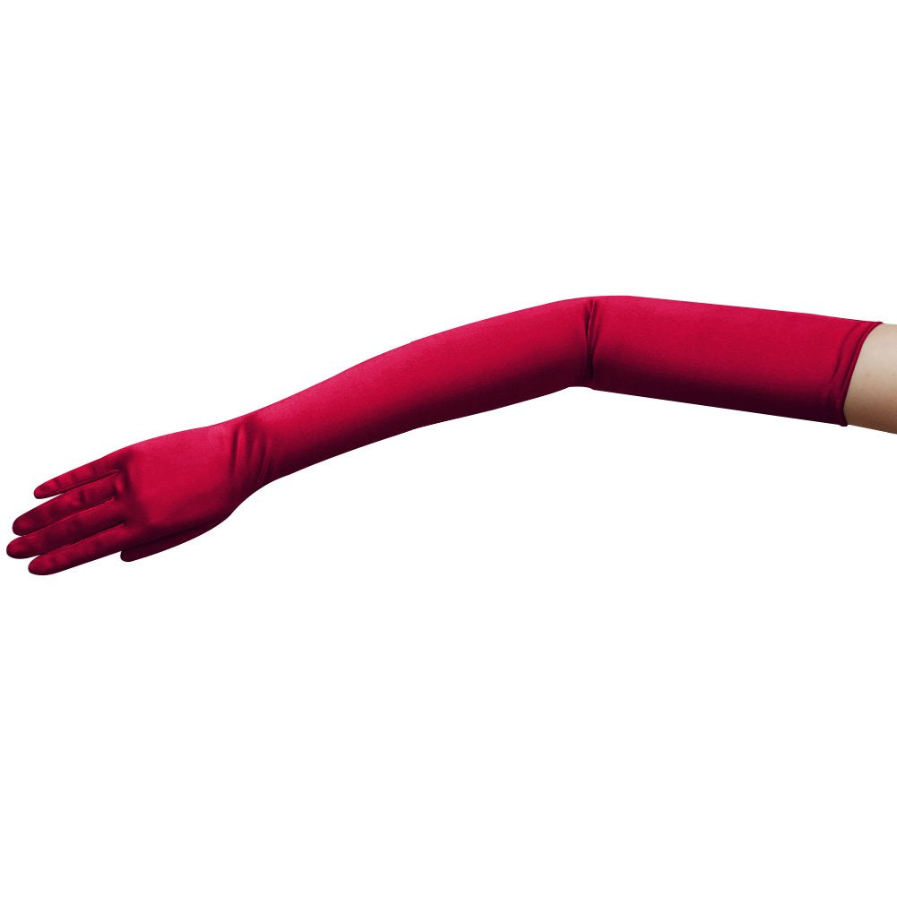 23.5" Long Shiny Stretch Satin Dress Gloves Opera Length 16BL