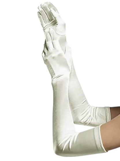 SACASUSA 23" Extra Long Super Stretch Over the Elbow Party Bridal Dance Sexy Satin Gloves A-Grade Quality 16BL 58cm