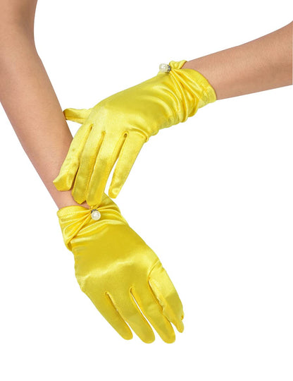 QRBTSCL Women's Short Satin Gloves for Wedding Tulle Tea Party Gloves