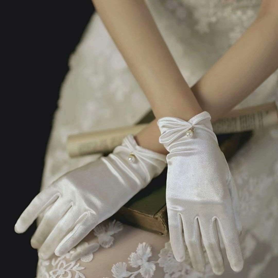 Satin Wedding Dress for Women Opera Party 1920s Gloves Wrist Length Gloves