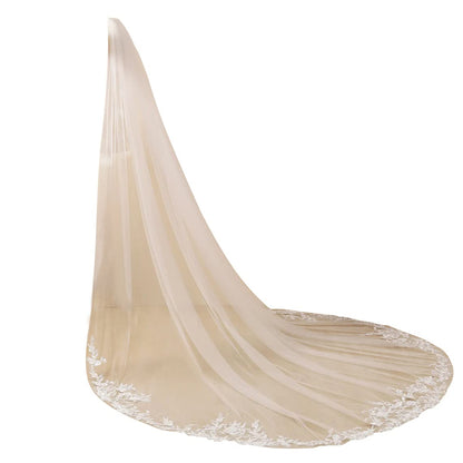 EllieWely Long 1 Tier Lace Wedding Bridal Veil With Metal Comb F10