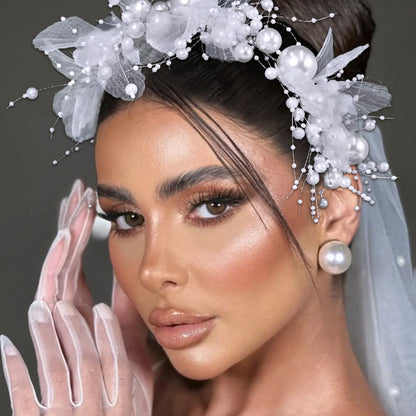 Elegant Sweet Women's Hairband Vintage Pearl Mesh Design, Perfect for Weddings Parties Dance Performances Holiday Dates
