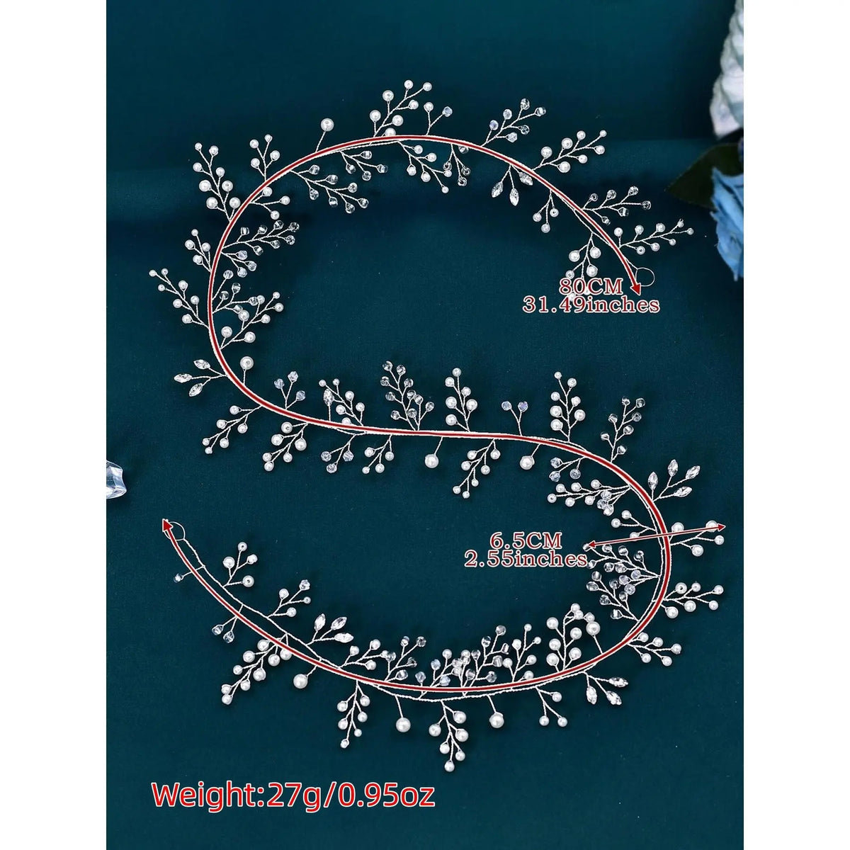 Elegant Pearl Crystal Hairband for Women, Bridal Headband, Versatile Bun and Curl Hairstyle Accessory, Perfect for Weddings, Parties, Vacations, Holidays, Gatherings