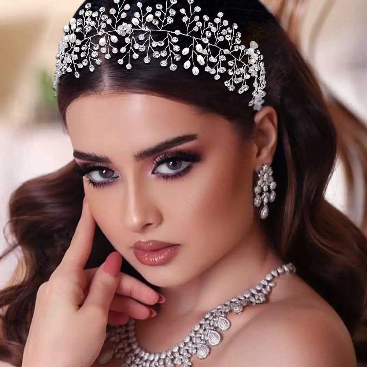 Elegant Handmade Quality Crystal Rhinestone Pearl Headband for Women, Perfect for Weddings Parties Balls, Stylish Hair Accessory