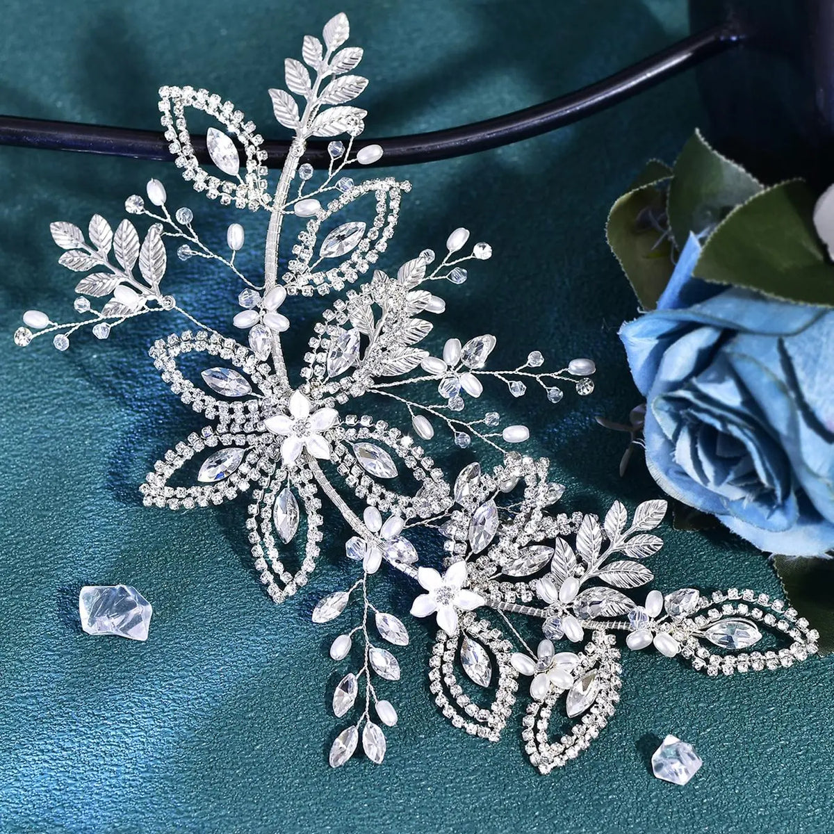 Luxury Leaf Design Headband, Fashionable Rhinestone Decorated Hair Accessories for Wedding Bridal Party Formal Occasions, Elegant Hair Accessories for Women