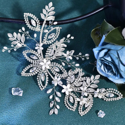 Luxury Leaf Design Headband, Fashionable Rhinestone Decorated Hair Accessories for Wedding Bridal Party Formal Occasions, Elegant Hair Accessories for Women