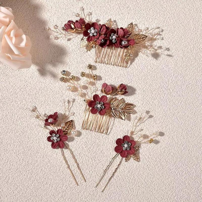 Korean-Style Bridal Wedding Hair Accessories, Blue, Purple, Pink, and White Fresh-Style Hair Combs, Girls' Bridesmaid Hair Accessories