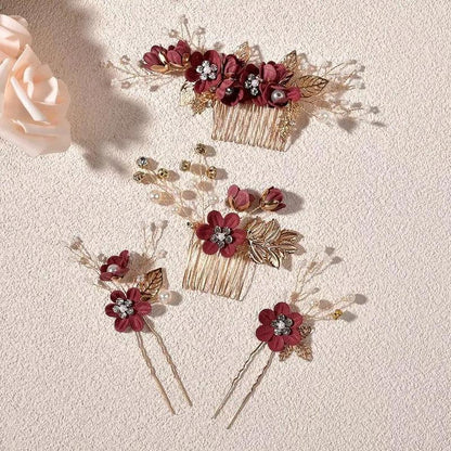 Korean-Style Bridal Wedding Hair Accessories, Blue, Purple, Pink, and White Fresh-Style Hair Combs, Girls' Bridesmaid Hair Accessories