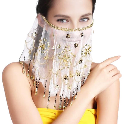 Wuchieal Women's Belly Dance Tribal Face Veil With Halloween Costume Accessory