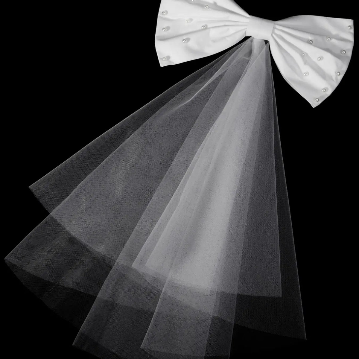 Elegant Pearl Bow Headscarf, French Vintage Romantic Wedding Accessory, Perfect for Engagement, Marriage Ceremony, Single Party, Photo Prop, Trailing Veil
