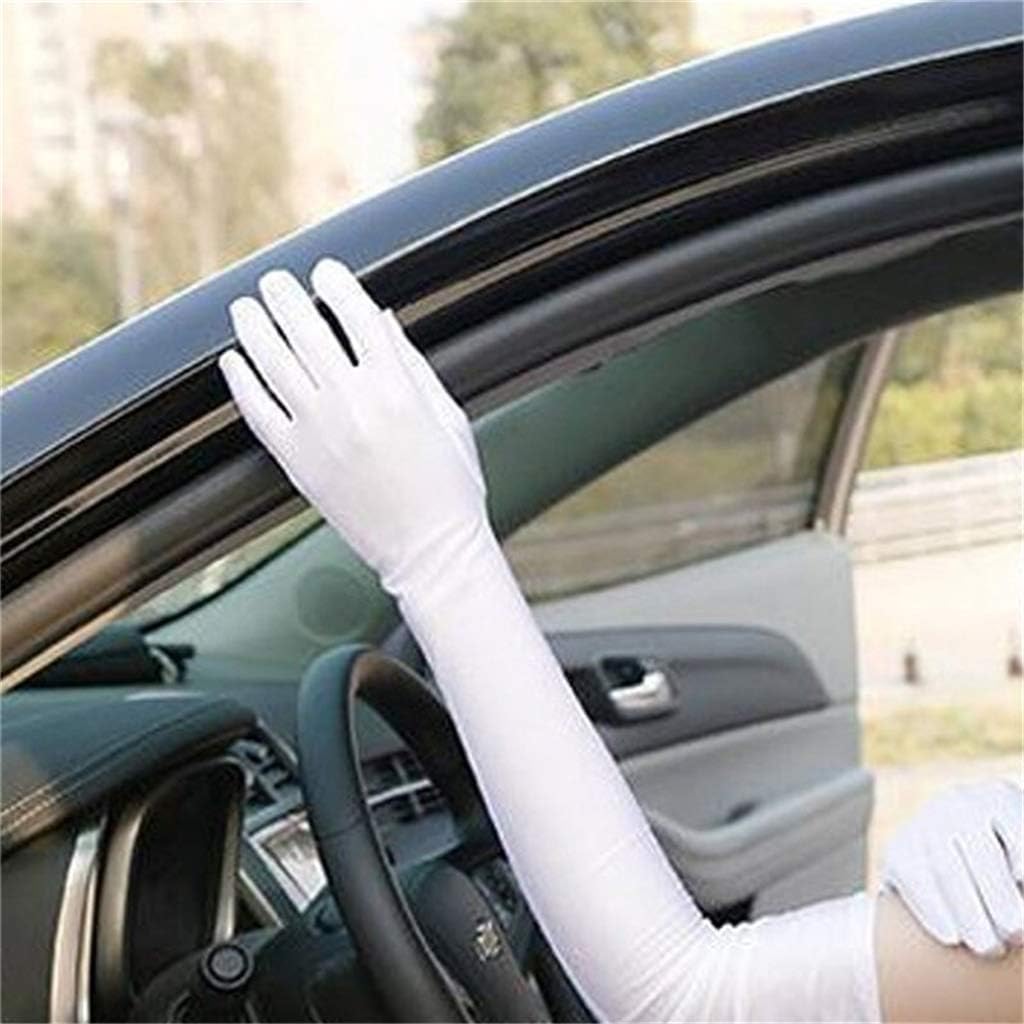 DreamHigh Women's Evening Party Mittens 21" Long Black/White Satin Finger Gloves