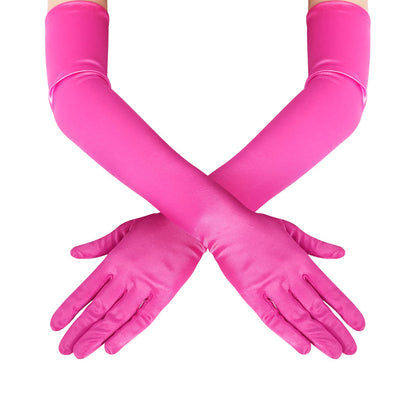 Long Opera Satin Gloves for Women Costume Elbow Length 1920s Dress, 21 inch