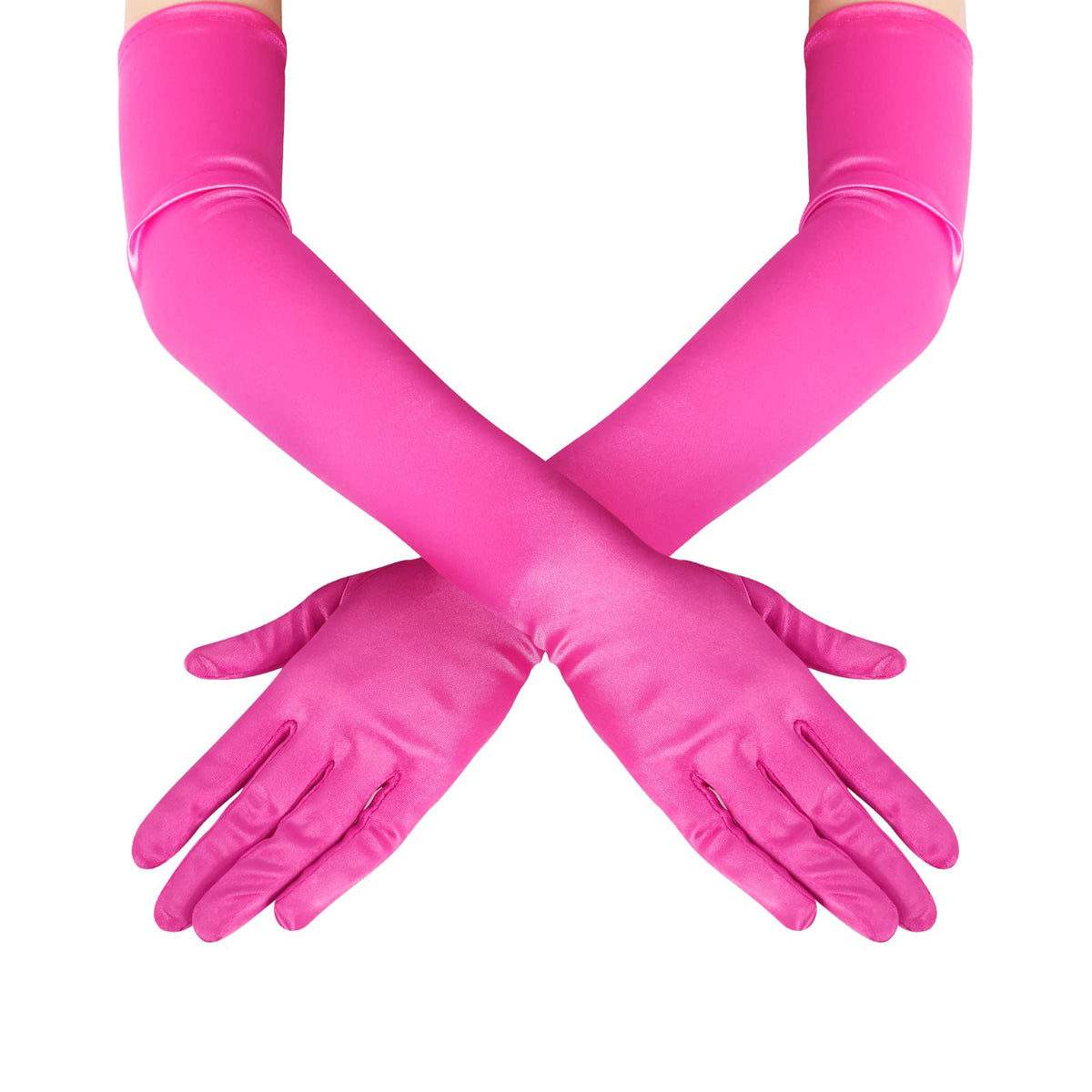 Long Opera Satin Gloves for Women Costume Elbow Length 1920s Dress, 21 inch