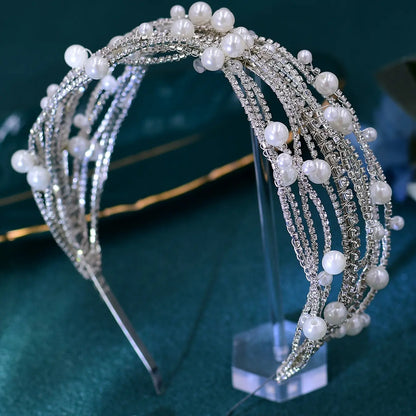 Women's Elegant Headband with Faux Pearls Decoration, Perfect for Weddings & Photography, All-Season Accessory for Special Occasions