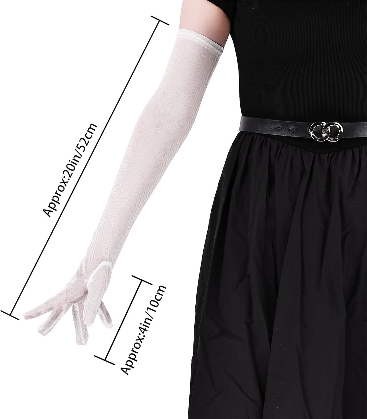 THARAHT Women Long Sheer Gloves Tulle Mesh Gloves Suitable For 1920s Opera Tea Party Attire And Bridal Evening Gowns