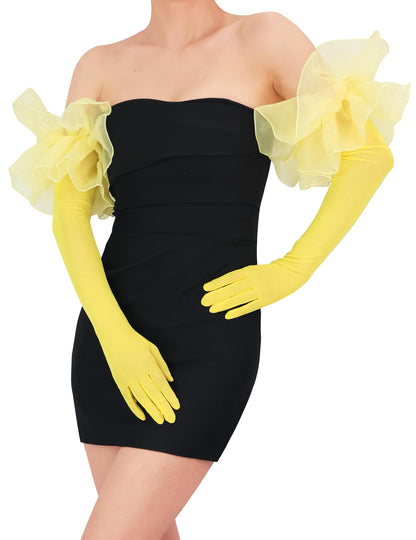 Extra Long Mesh Gloves Puffy Oversize Stretchy Tulle Opera Gloves