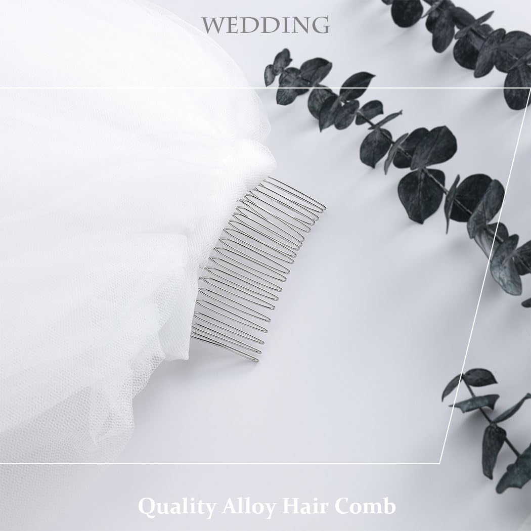Foyte Cathedral Length Veil Bride Wedding Veils 1 Tier Bridal Long Tulle Chapel Veils for Women