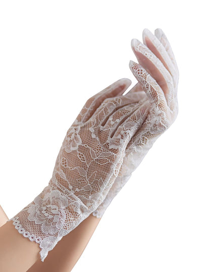Short Bridal Elegant Lace Gloves Women Tea Party Gloves