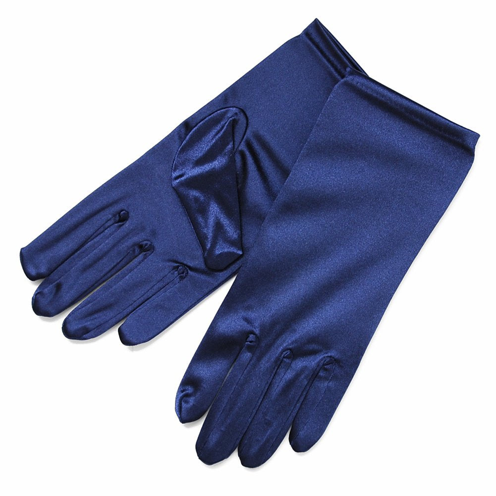 Shiny Stretch Satin Dress Gloves Wrist Length 2BL Over 12 years old