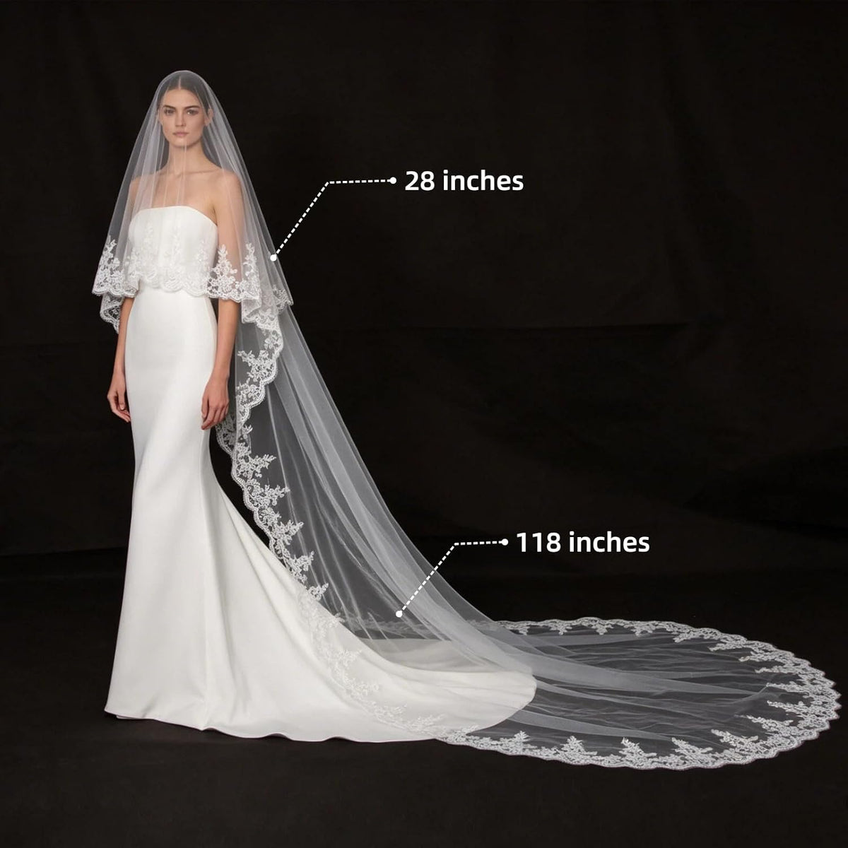 Cathedral Length Wedding Veil Lace Soft Tulle with Comb