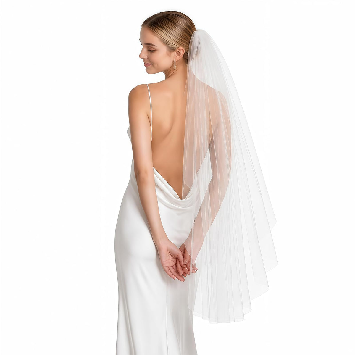 2 Tiers Wedding Veil Cathedral Length with Comb（Off white）