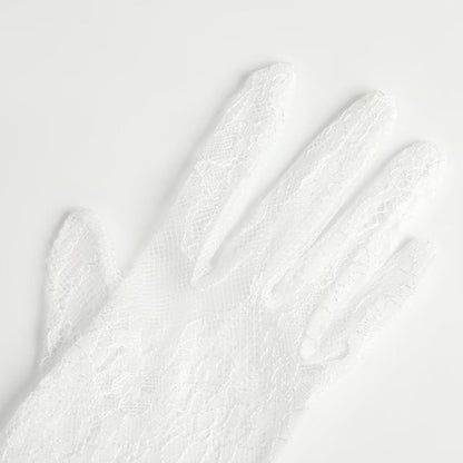 Women's Long Lace Floral Gloves Mesh Tulle Sheer Wedding Elbow Length Opera Party Costume Gloves