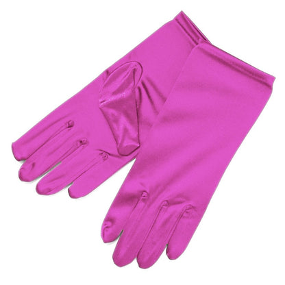 Shiny Stretch Satin Dress Gloves Wrist Length 2BL Over 12 years old