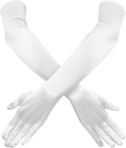 Garma Long Opera Gloves Women Formal, 1920s Satin Wedding Bridal Princess Dress For Women, Elbow Length 20inch