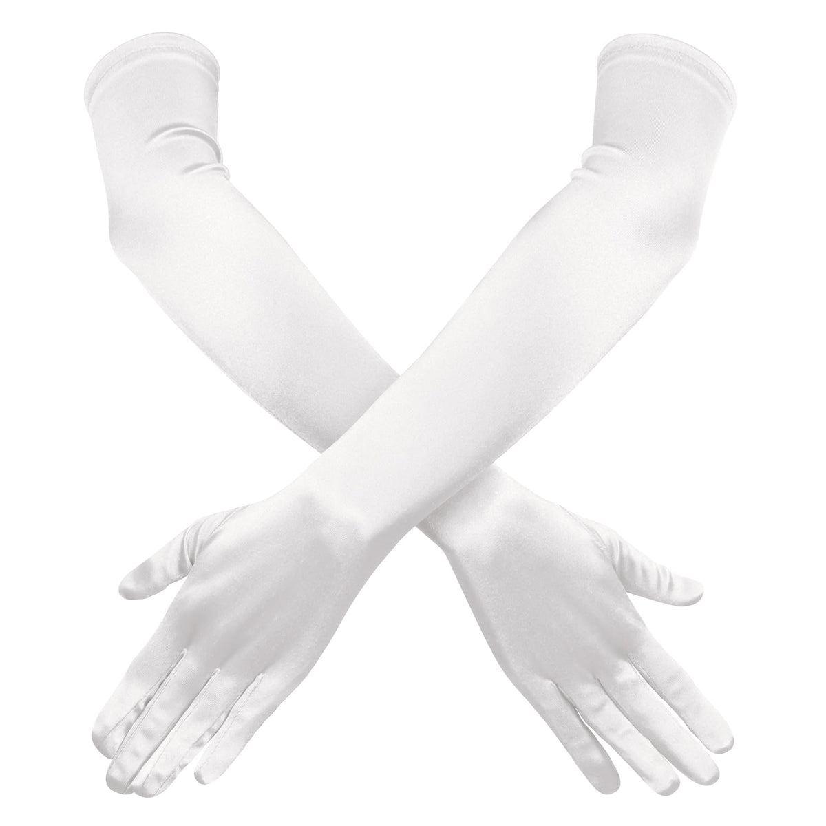 Garma Long Opera Gloves Women Formal, 1920s Satin Wedding Bridal Princess Dress For Women, Elbow Length 20inch