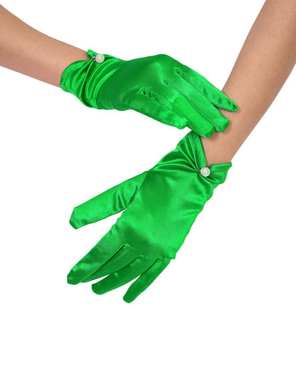 QRBTSCL Women's Short Satin Gloves for Wedding Tulle Tea Party Gloves
