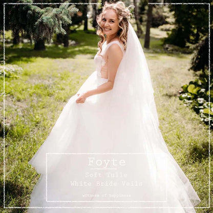 Foyte Cathedral Length Veil Bride Wedding Veils 1 Tier Bridal Long Tulle Chapel Veils for Women