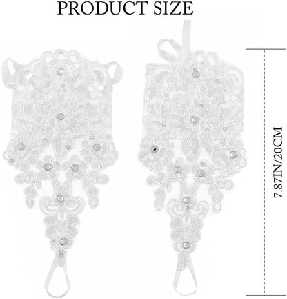 Bride Wedding Short Lace Gloves White Fingerless Rhinestone Gloves Bridal Gloves Accessories for Women