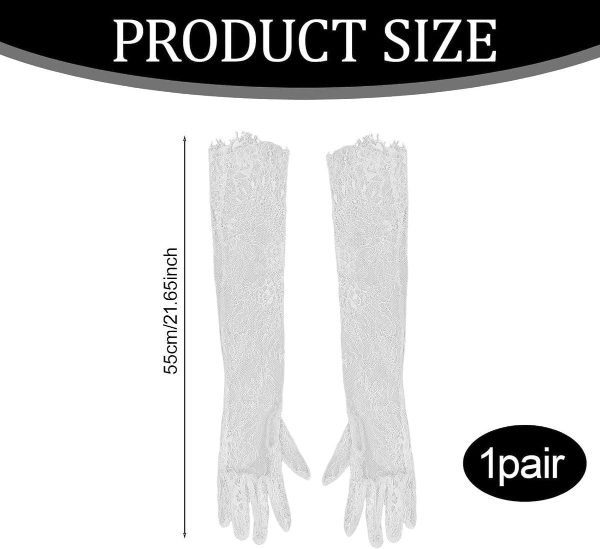 White Lace Floral Elbow Length Gloves for Women Bridal Wedding