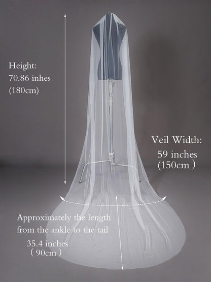 Unsutuo Wedding Veil Comb Bridal Cathedral Veil 1 Tier Drop Veil Wedding Hair Comb for Brides, 118 Inches