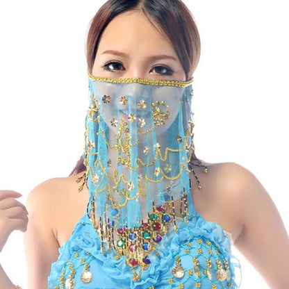 Wuchieal Women's Belly Dance Tribal Face Veil With Halloween Costume Accessory