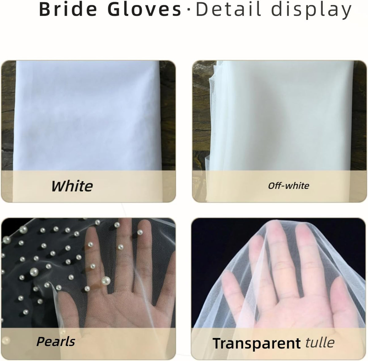Long Tulle Pearl Wedding Gloves Elbow Length Summer Fingerless Glove