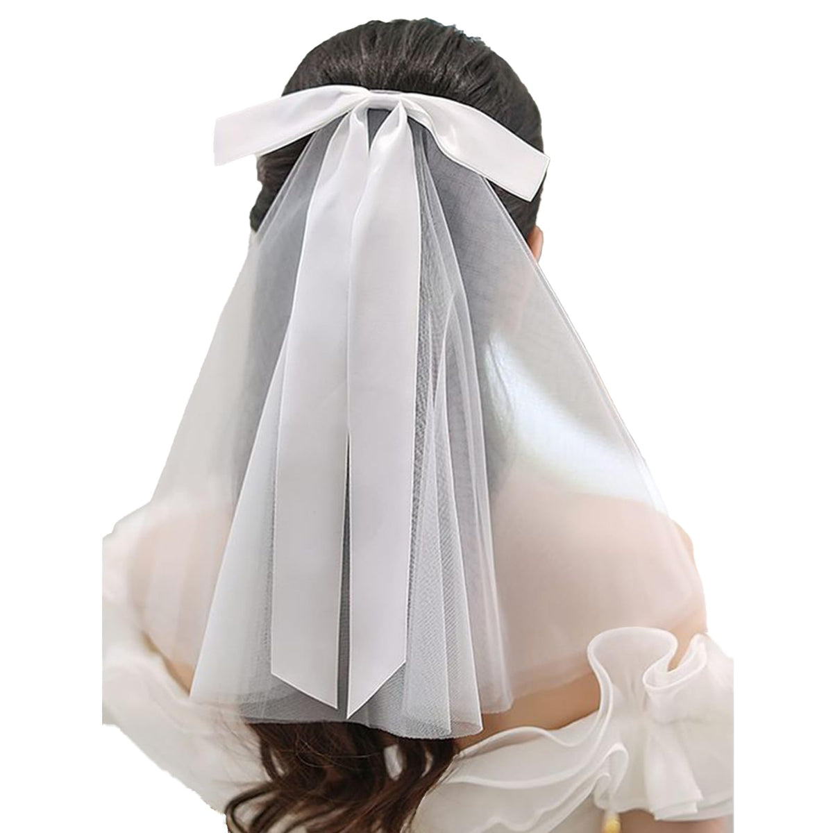 White Short Wedding Veil Pearl Rhinestone Bride Veils Bridal Veils Bachelorette Party Veil for Brides and Women