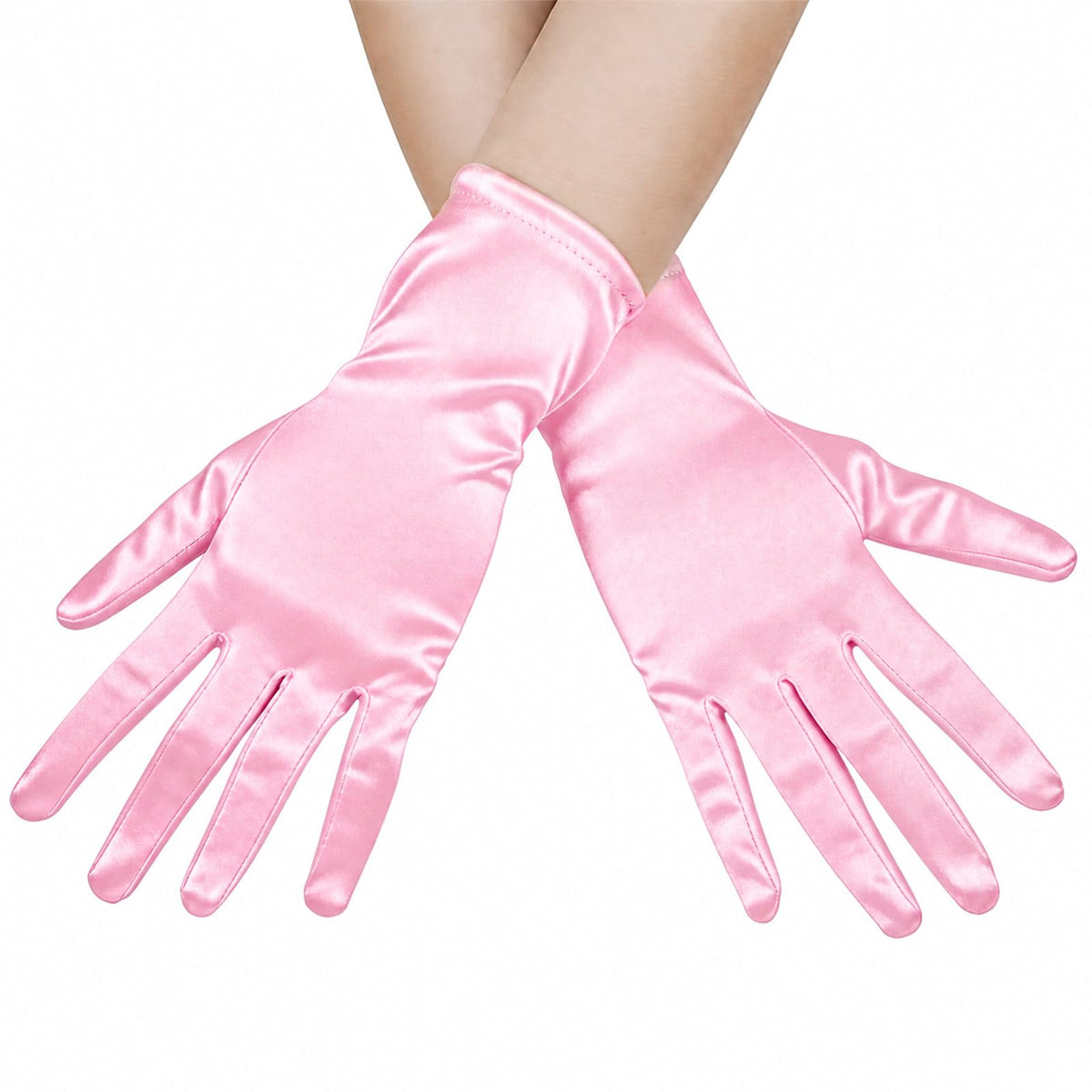 Women's Short Satin Opera Gloves for Wedding Bridal Prom Dance Dress, 9inch