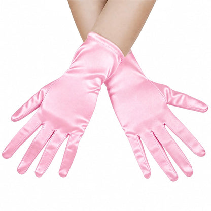 Women's Short Satin Opera Gloves for Wedding Bridal Prom Dance Dress, 9inch