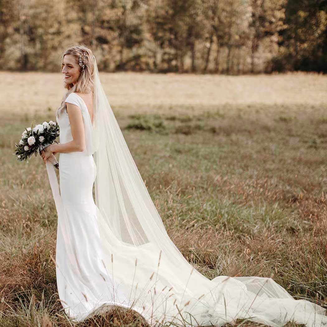 Foyte Cathedral Length Veil Bride Wedding Veils 1 Tier Bridal Long Tulle Chapel Veils for Women