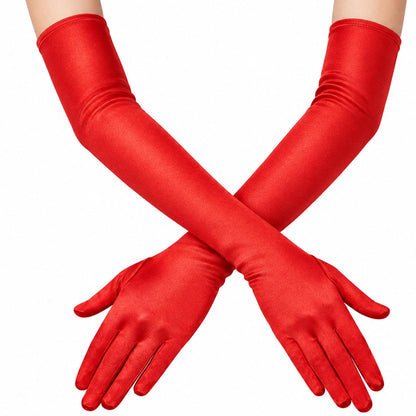 Long Opera Satin Gloves for Women Costume Elbow Length 1920s Dress, 21 inch