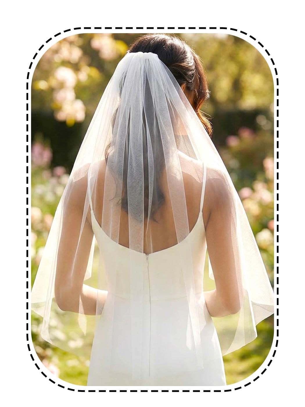HEREAD Short Wedding Veil 1 Tier Bridal Veils with Comb for Brides