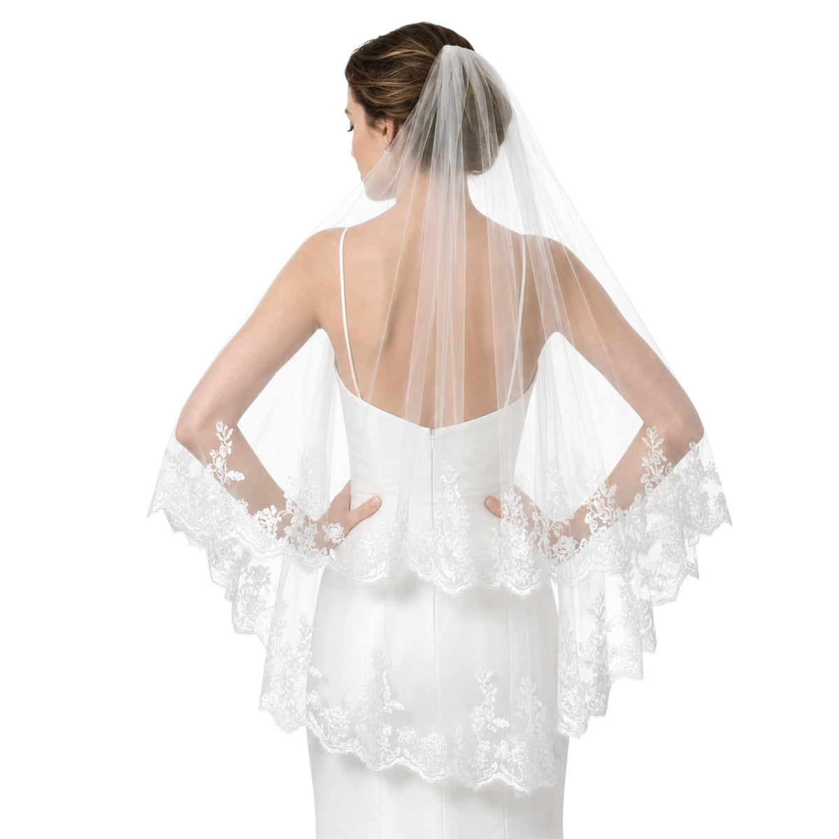 Cathedral Length Wedding Veil Lace Soft Tulle with Comb