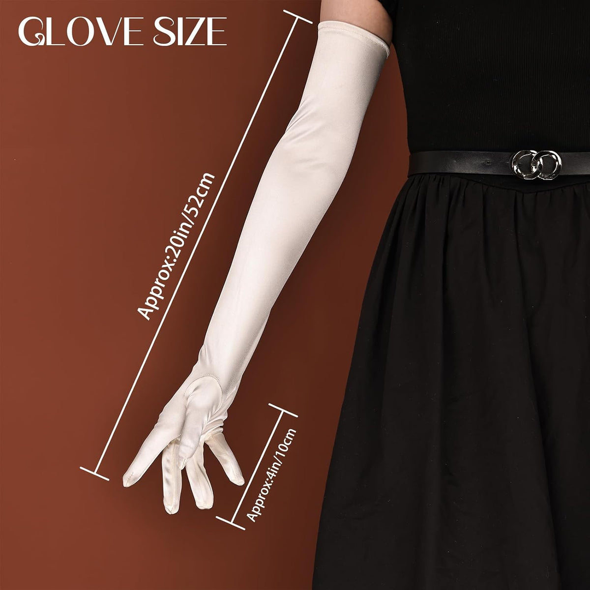 THARAHT Women Long Gloves with Satin Elbow Length for 1920s Opera Tea Party Costumes Bridal Evening Dress