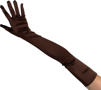 SACASUSA 23" Extra Long Super Stretch Over the Elbow Party Bridal Dance Sexy Satin Gloves A-Grade Quality 16BL 58cm