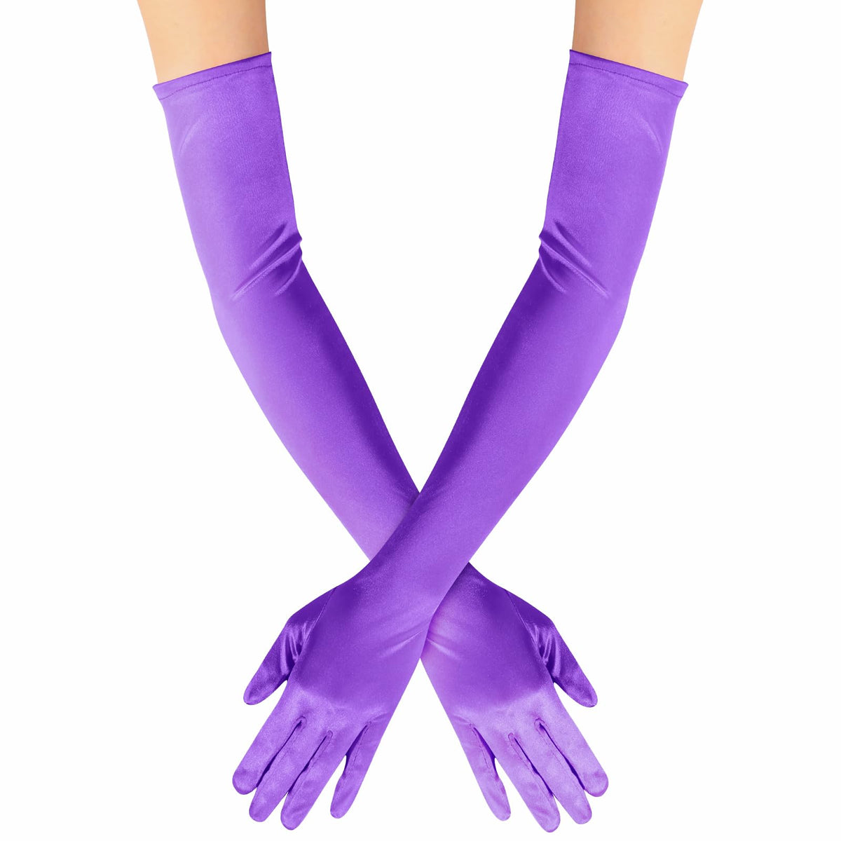 Long Opera Satin Gloves for Women Costume Elbow Length 1920s Dress, 21 inch
