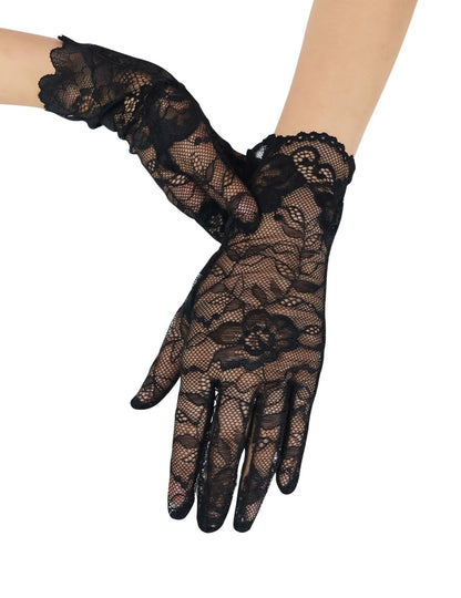 Short Bridal Elegant Lace Gloves Women Tea Party Gloves