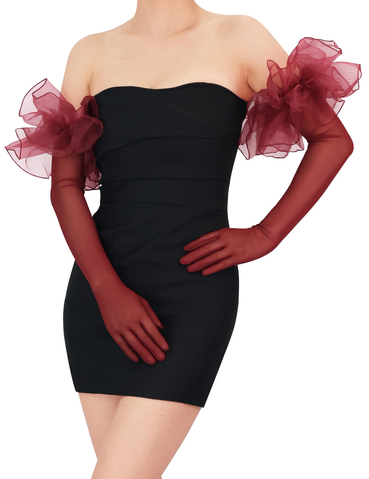 Extra Long Mesh Gloves Puffy Oversize Stretchy Tulle Opera Gloves