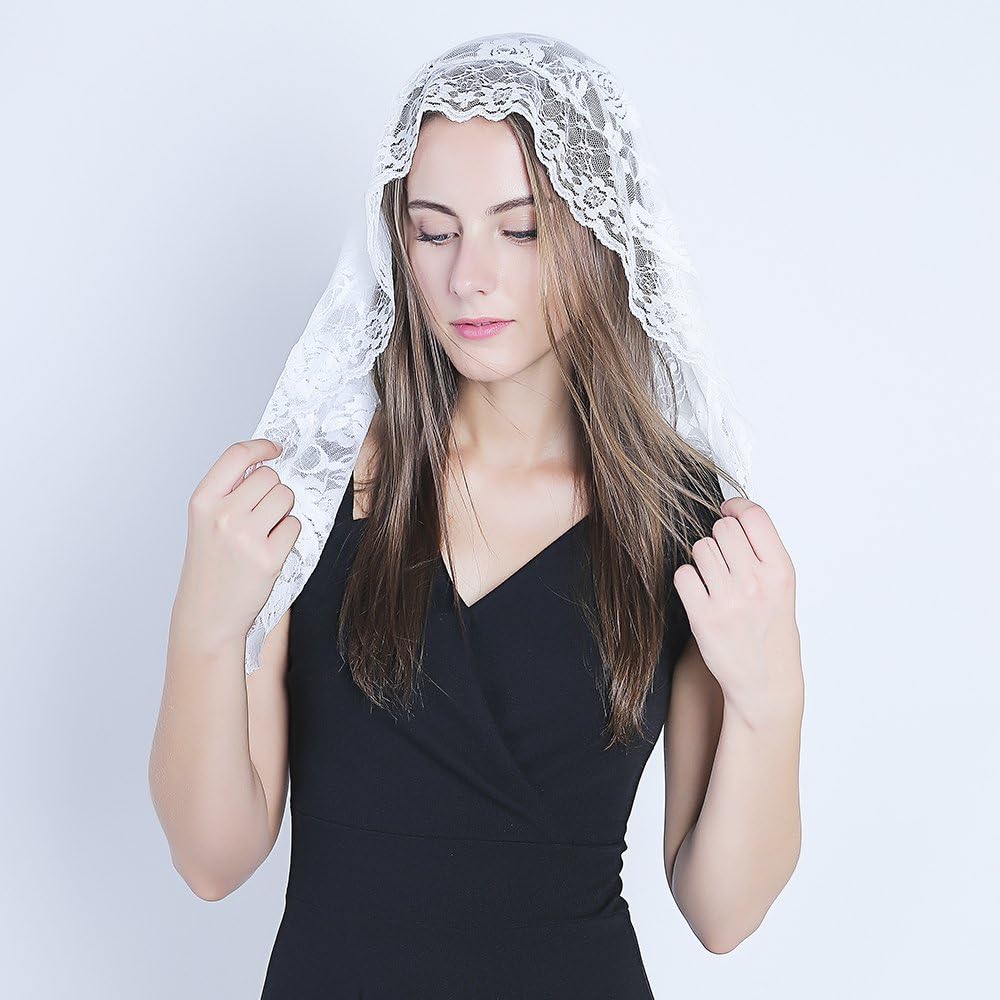 Lace Mantilla Catholic Chapel Veil Head Covering for Church Latin Mass