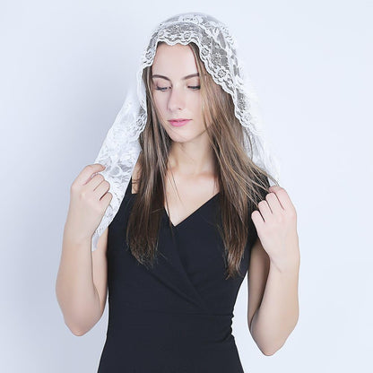 Lace Mantilla Catholic Chapel Veil Head Covering for Church Latin Mass
